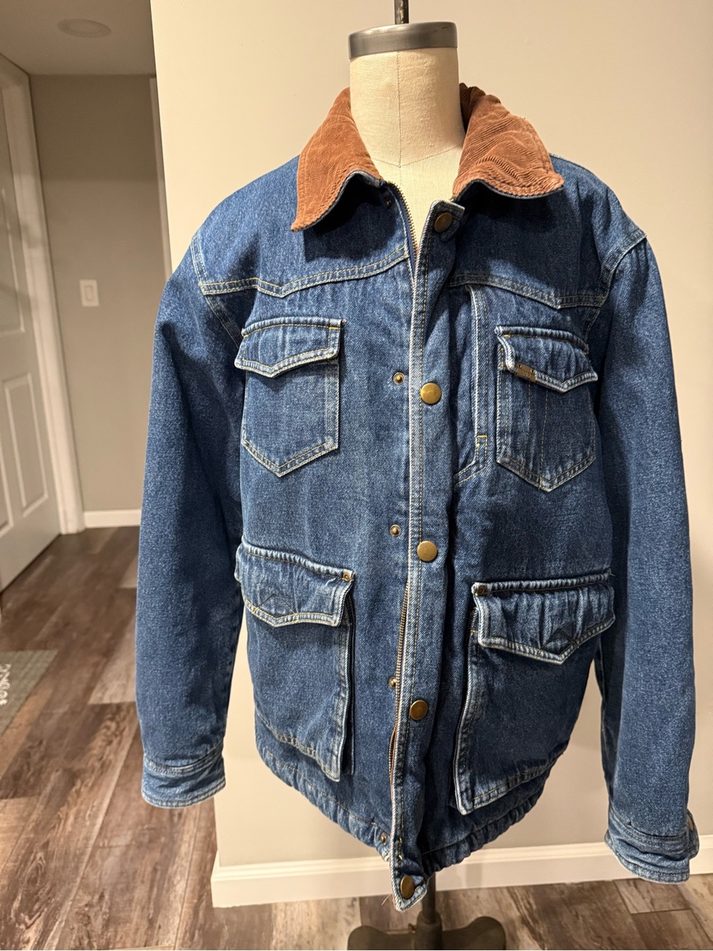 Wrangler Hero Denim Field Jacket with Brown Corduroy Collar